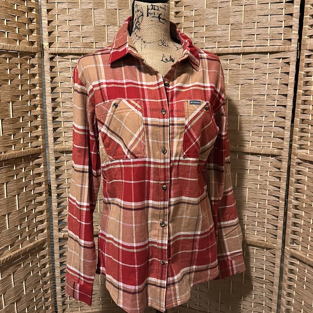Columbia Plaid Flannel Shirt Button Down L NWT